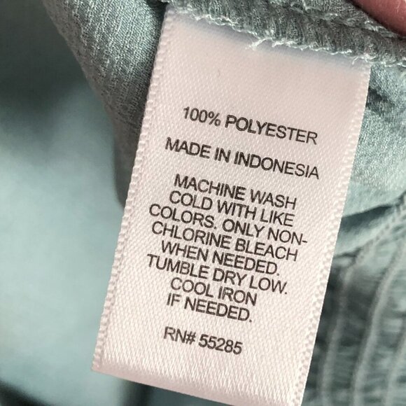 Express Satin Blouson Blouse size M Light Blue Off the Shoulder Ruffled Sleeve - Picture 7 of 9